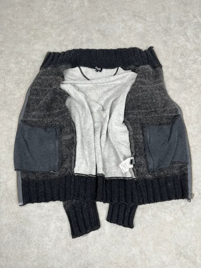 2000s Dolce & Gabbana Gradient Grey Wool Zip-Up Sweater VlxmSAg 8