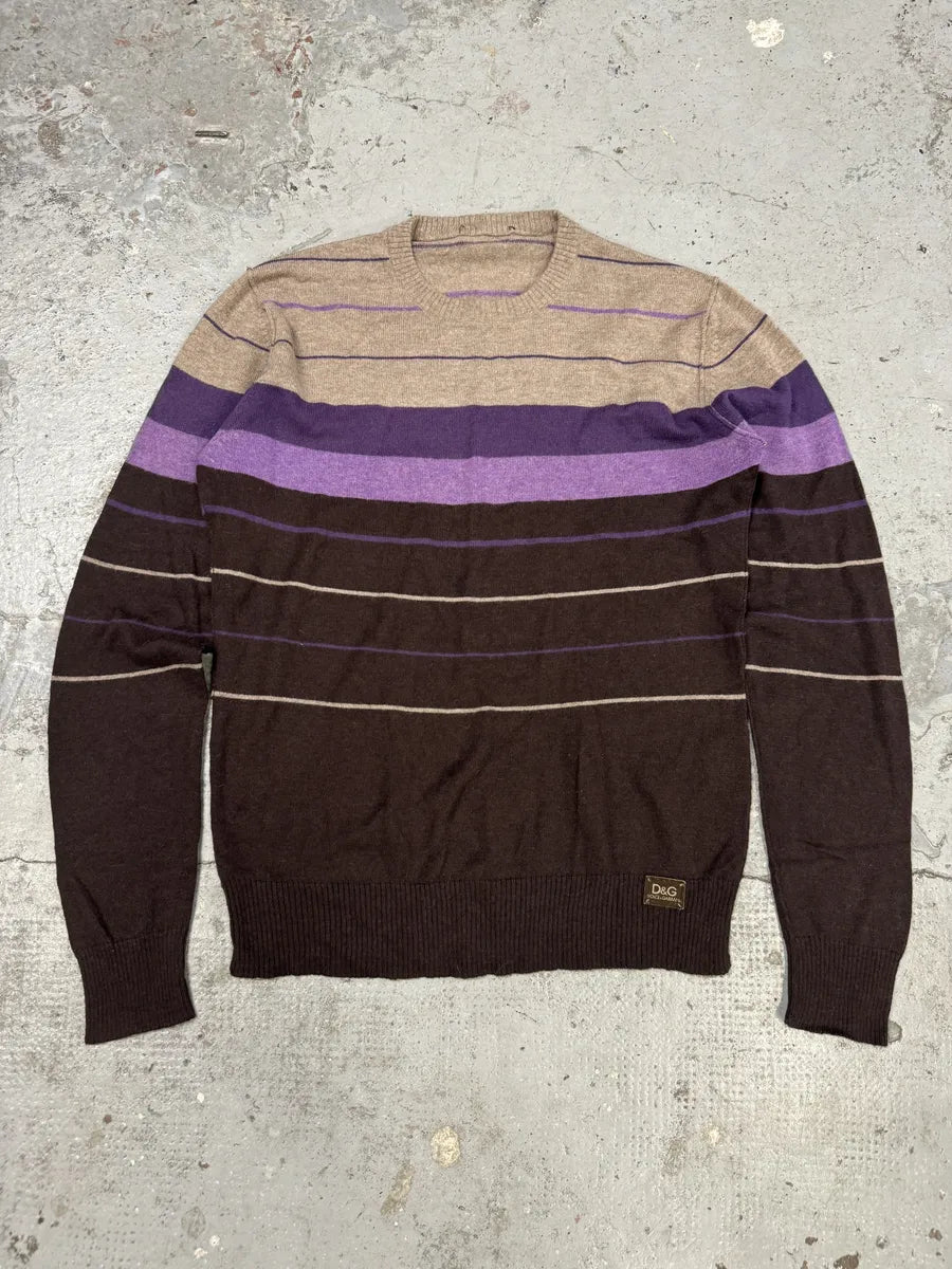 2000s Dolce & Gabbana Gradient Striped Purple & Brown Sweater nyNJCPd 0