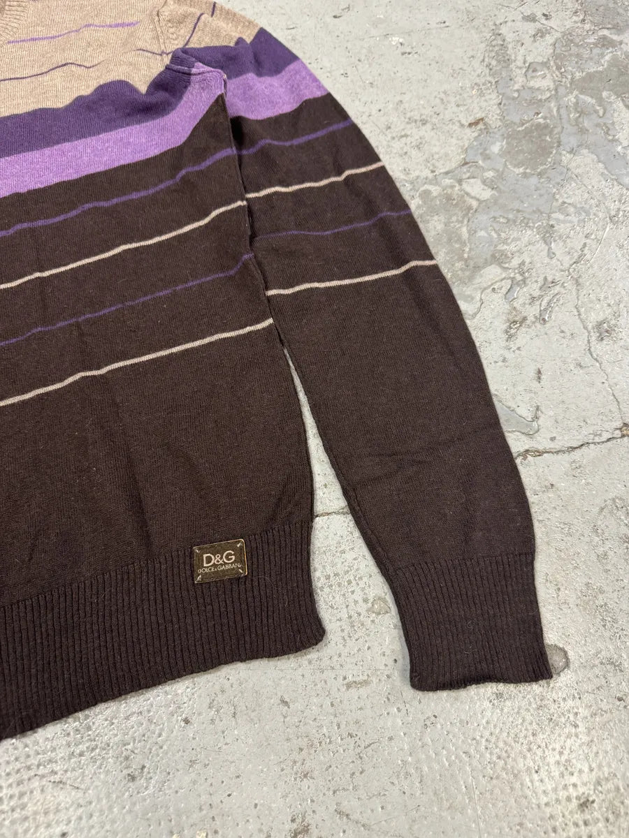 2000s Dolce & Gabbana Gradient Striped Purple & Brown Sweater nyNJCPd 4