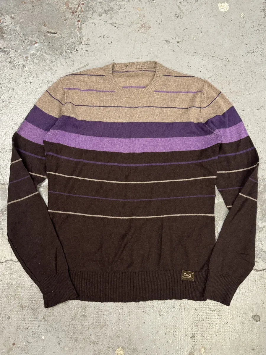 2000s Dolce & Gabbana Gradient Striped Purple & Brown Sweater nyNJCPd 5