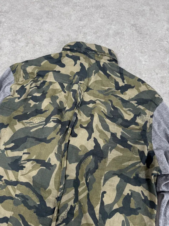 2000s Dolce & Gabbana Green & Grey Camo Hybrid Shirt zdyXQDY 5