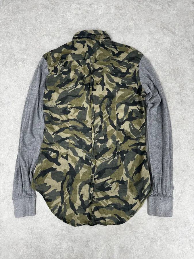 2000s Dolce & Gabbana Green & Grey Camo Hybrid Shirt zdyXQDY 3