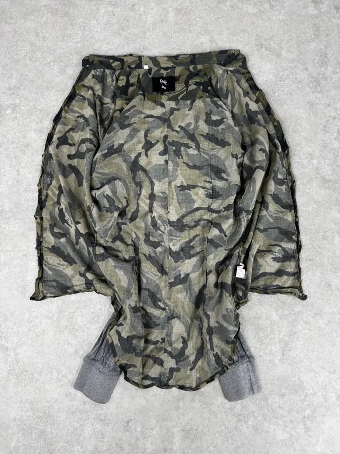 2000s Dolce & Gabbana Green & Grey Camo Hybrid Shirt zdyXQDY 6