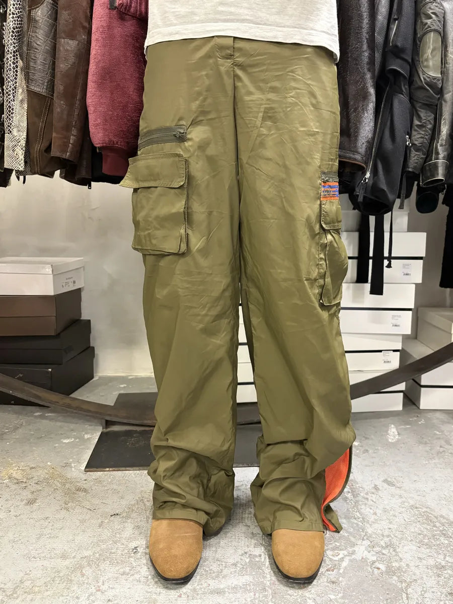 2000s Dolce & Gabbana Green & Orange Nylon Cargo Pants itbRkmb 0