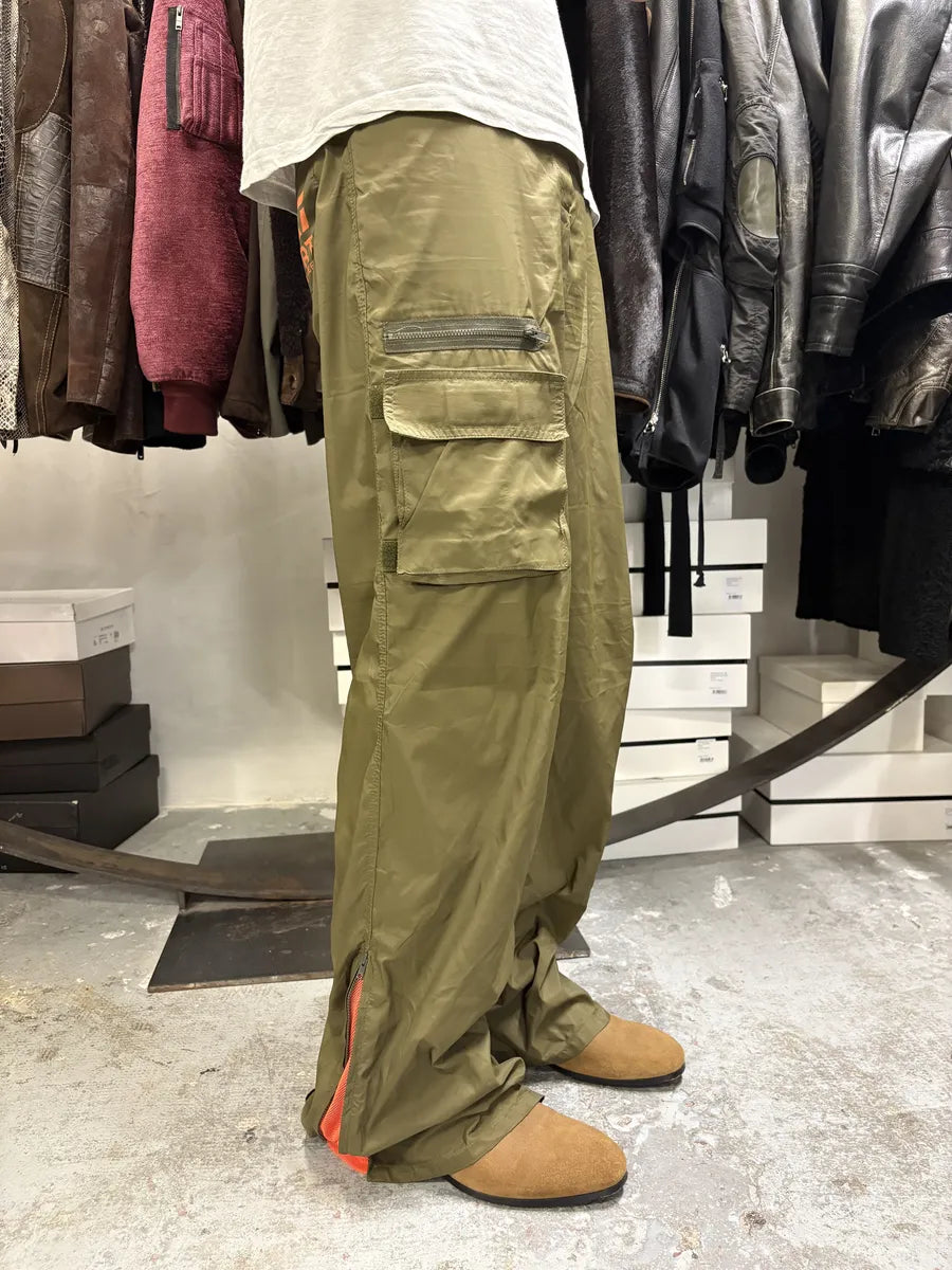 2000s Dolce & Gabbana Green & Orange Nylon Cargo Pants itbRkmb 2