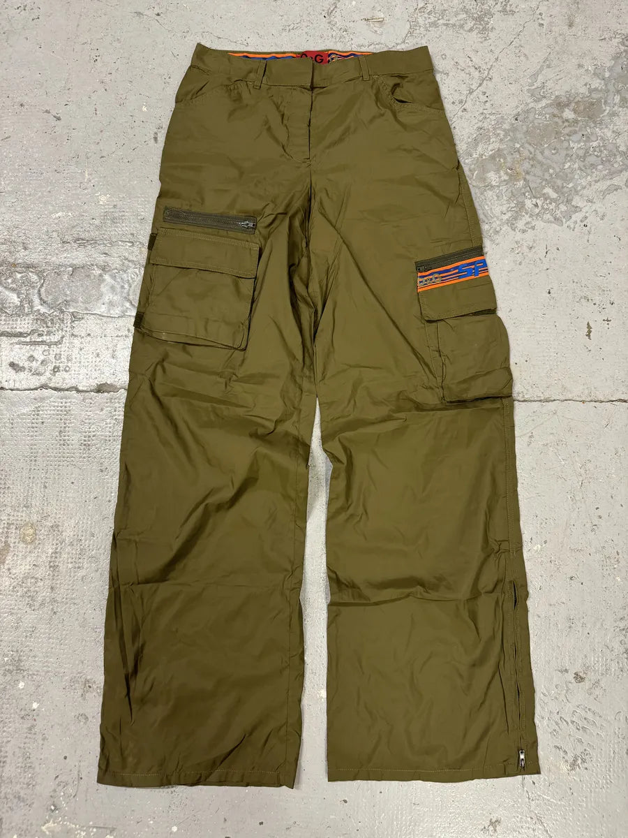 2000s Dolce & Gabbana Green & Orange Nylon Cargo Pants itbRkmb 6