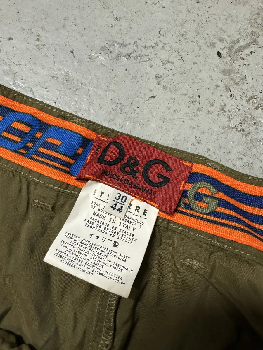 2000s Dolce & Gabbana Green & Orange Nylon Cargo Pants itbRkmb 8