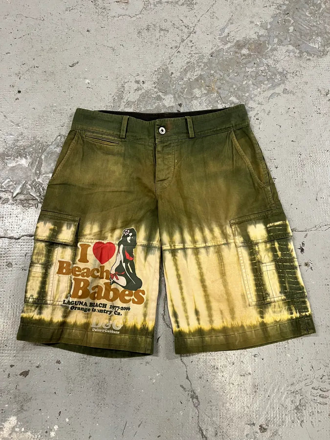 2000s Dolce & Gabbana Green Beach Babes Cozy Large Shorts (M) RhRtUfC 0