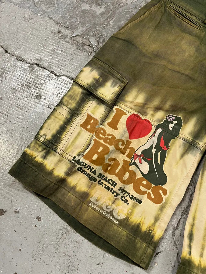 2000s Dolce & Gabbana Green Beach Babes Cozy Large Shorts (M) RhRtUfC 5