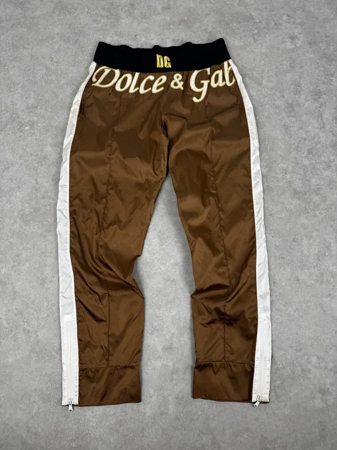 AW2005 Dolce & Gabbana Green Nylon Boxing Track Pants ibiZmhM 3