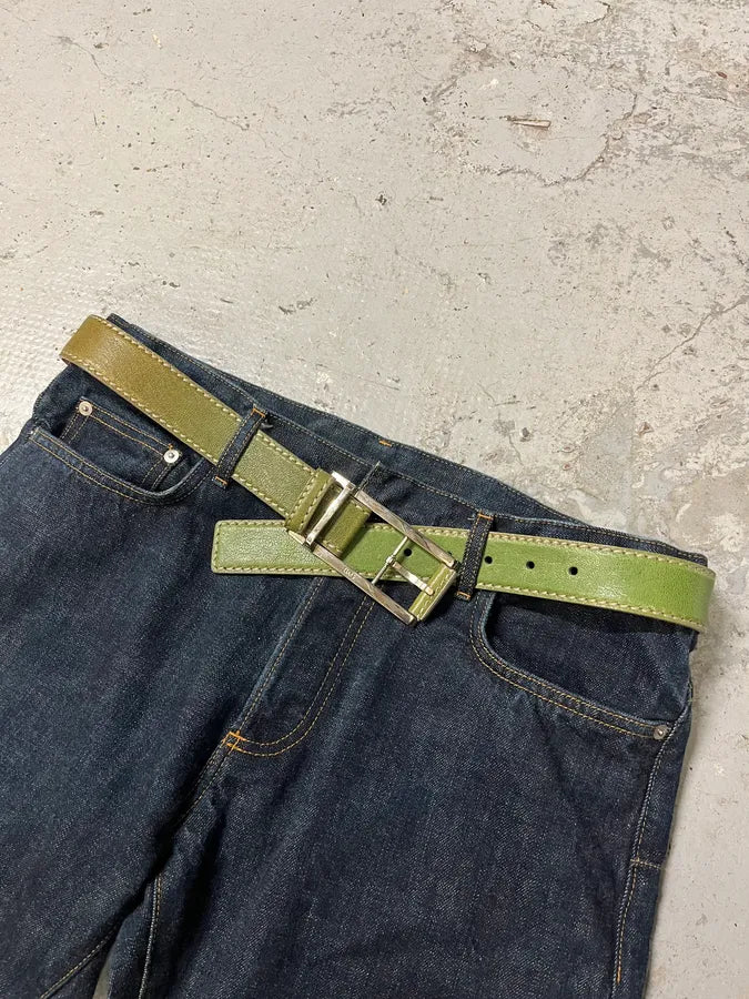 2000s Dolce & Gabbana Green Eroded Leather Belt (OS) WVGOMgB 2