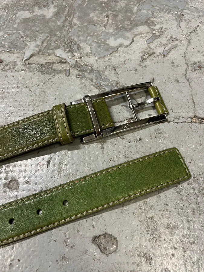 2000s Dolce & Gabbana Green Eroded Leather Belt (OS) WVGOMgB 4