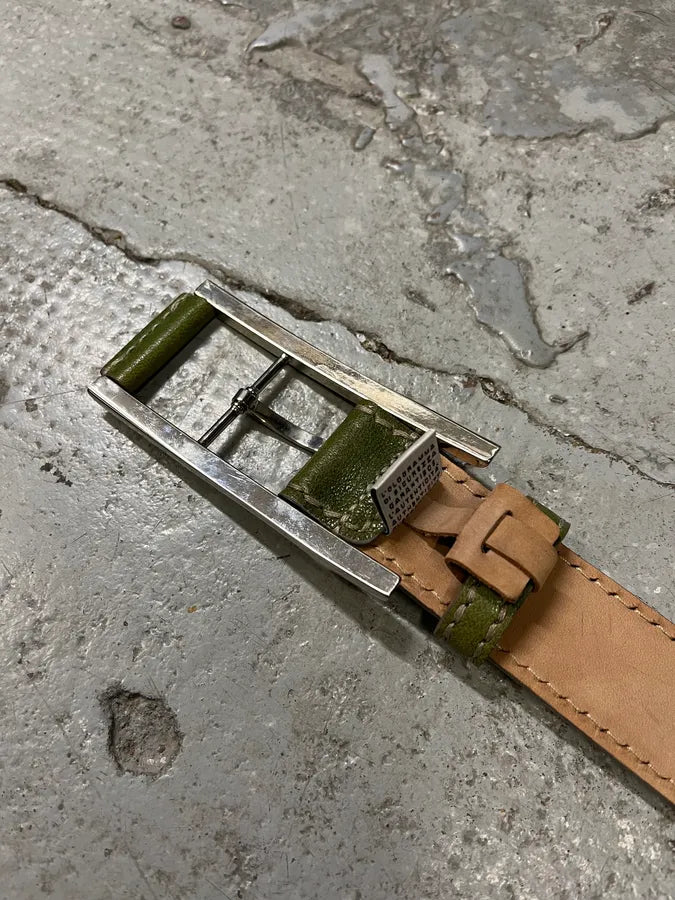 2000s Dolce & Gabbana Green Eroded Leather Belt (OS) WVGOMgB 7