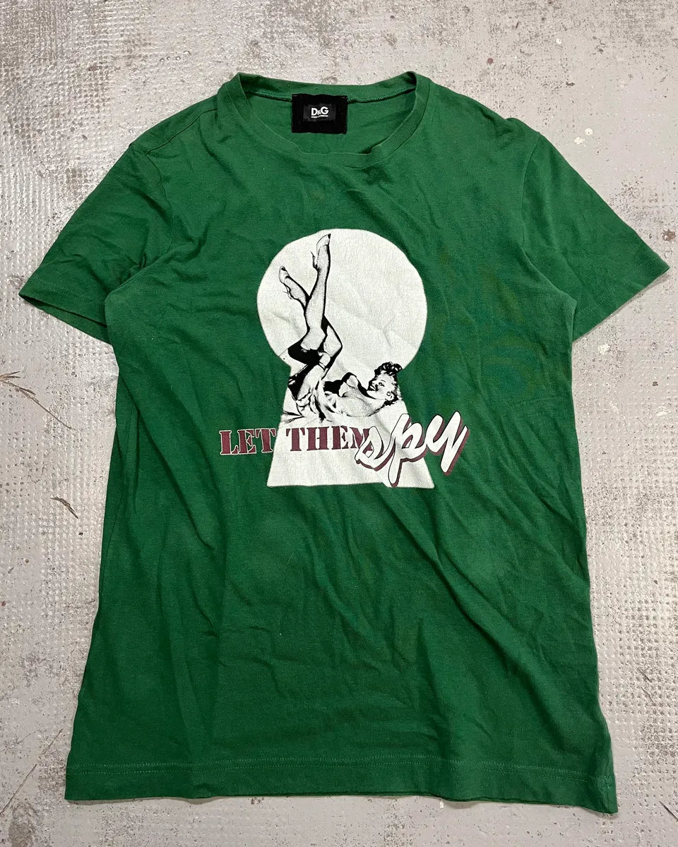 2000s Dolce & Gabbana Green Let them Spy T-Shirt LNHHrHT 2
