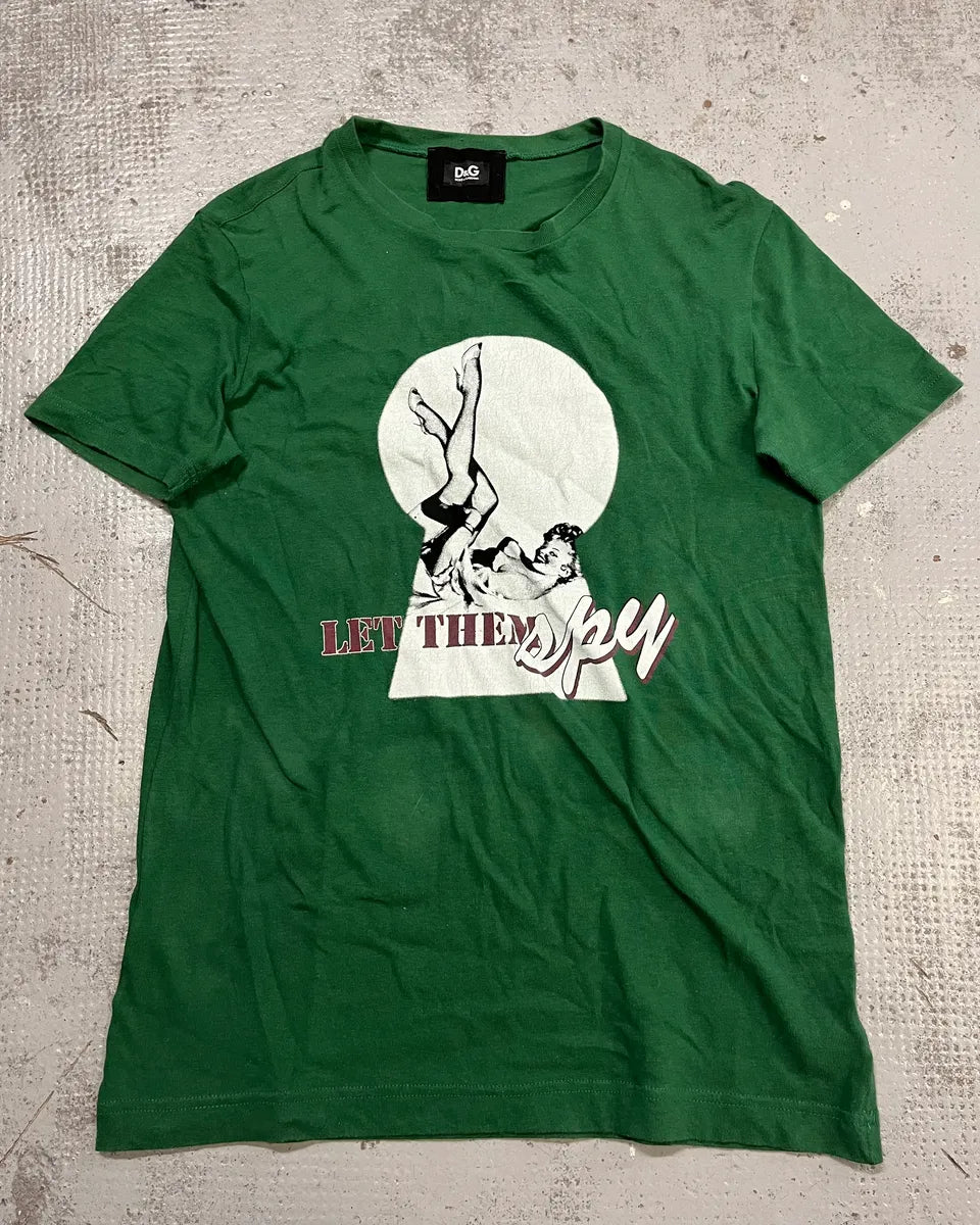 2000s Dolce & Gabbana Green Let them Spy T-Shirt LNHHrHT 3