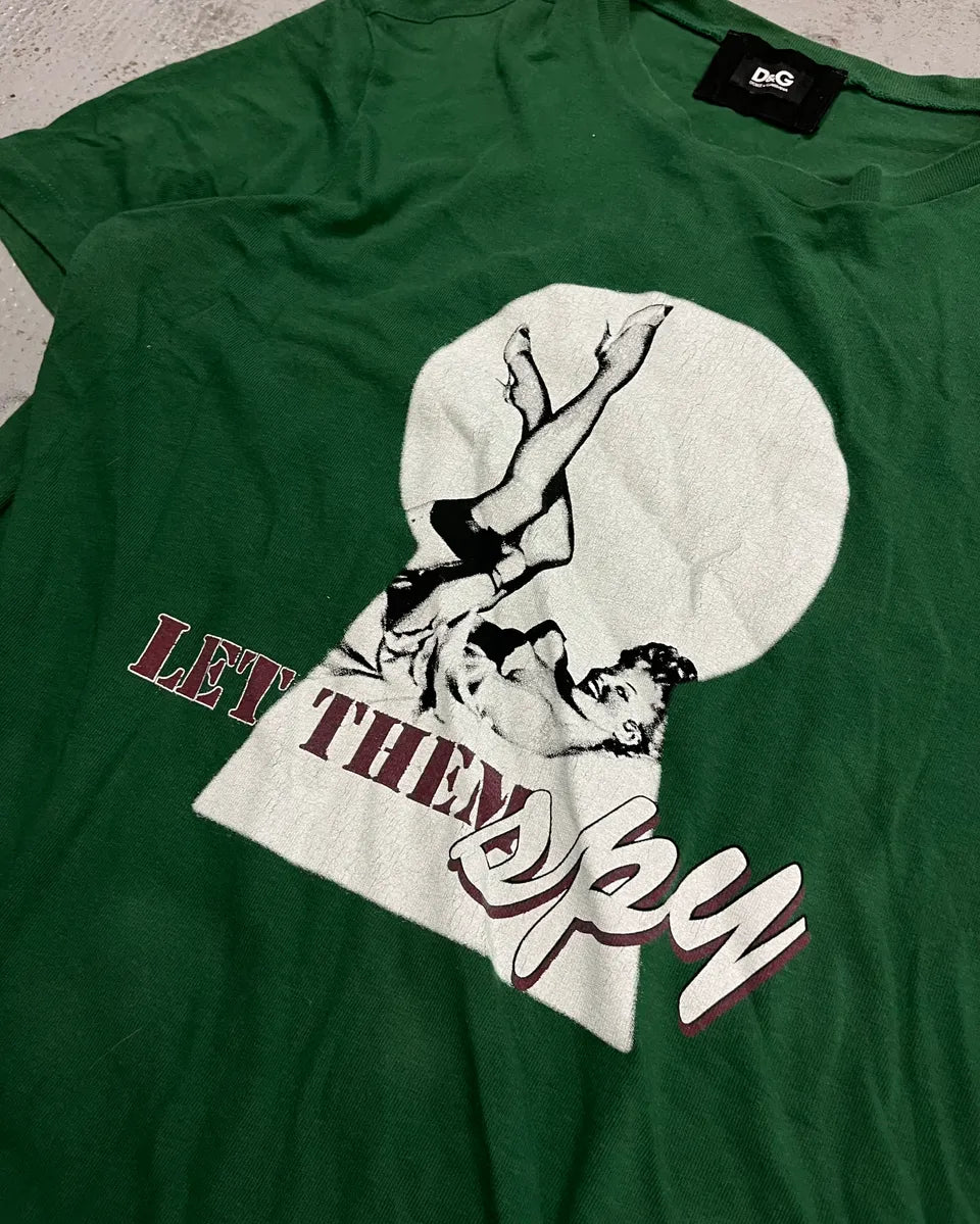 2000s Dolce & Gabbana Green Let them Spy T-Shirt LNHHrHT 5