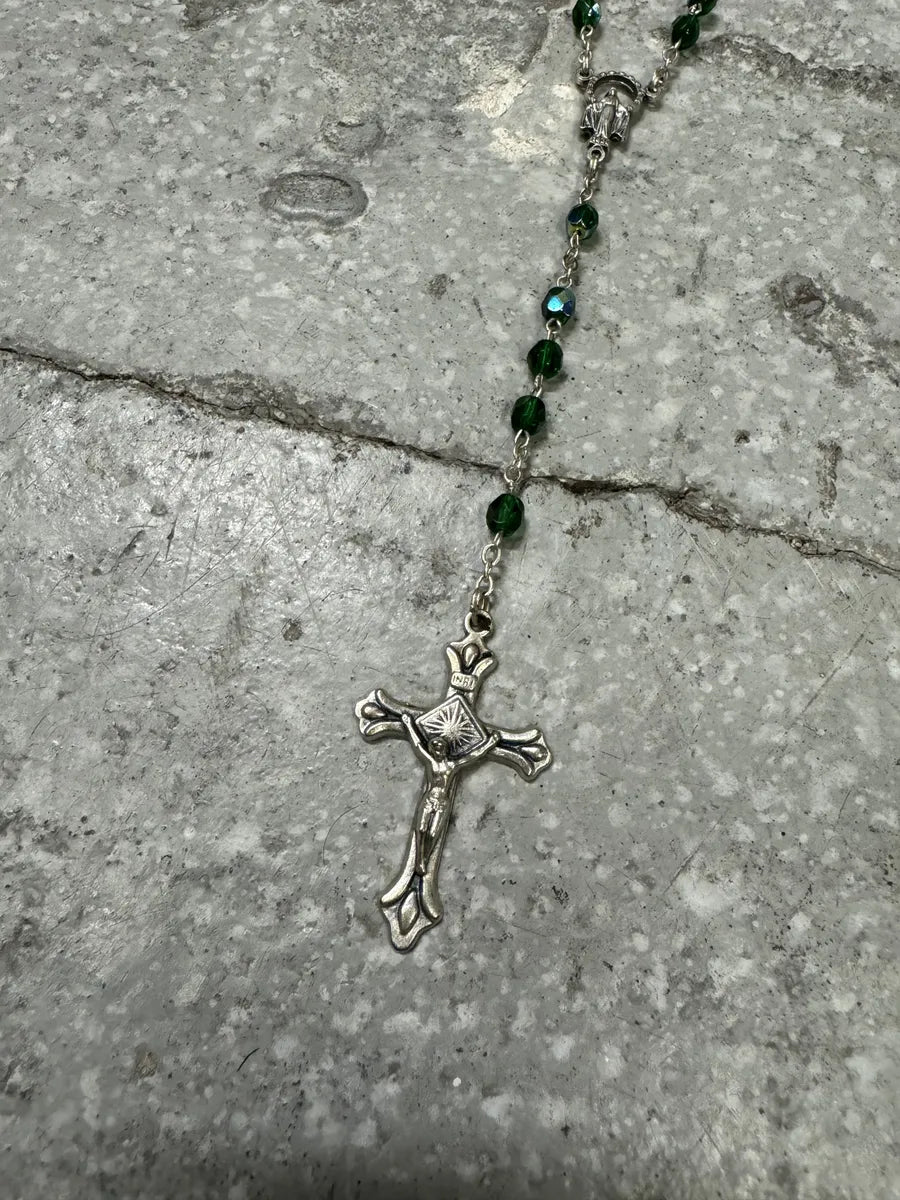 アクセサリー DOLCE&GABBANA 00s Rosary Necklace Dolce & Gabbana Silver Crystal Encrusted Cross Rosary