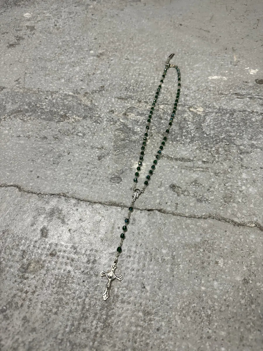 2000s Dolce & Gabbana Green Rosary Necklace (OS) 5