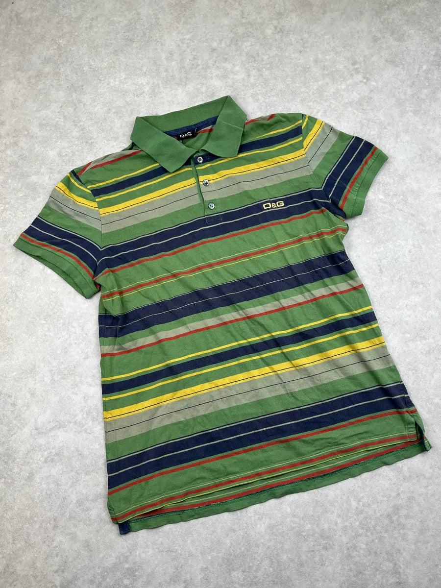 2000s Dolce & Gabbana Energy Green Striped Polo Dqbclvh 4