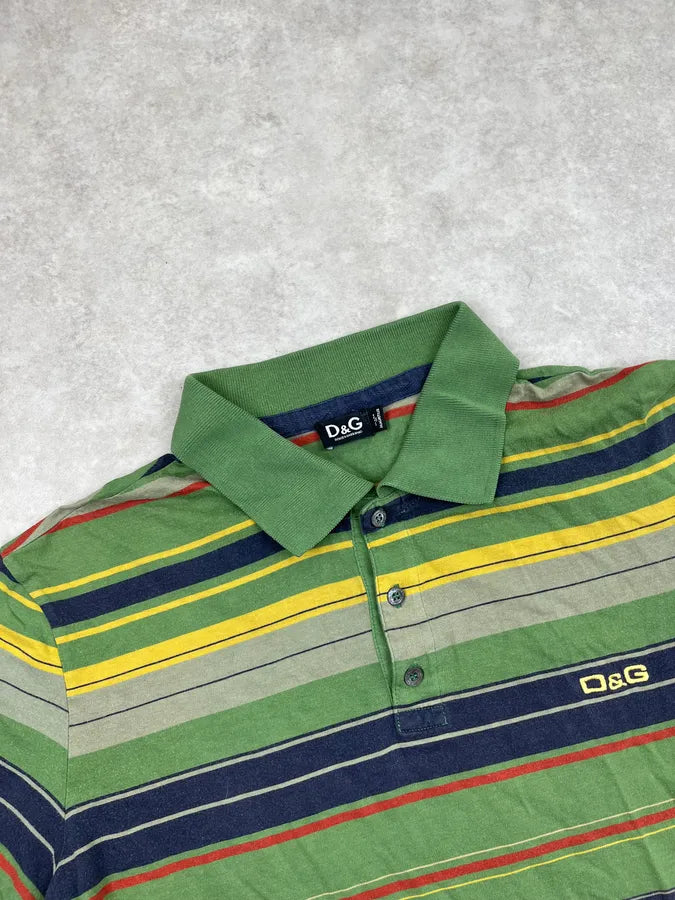 2000s Dolce & Gabbana Energy Green Striped Polo Dqbclvh 3