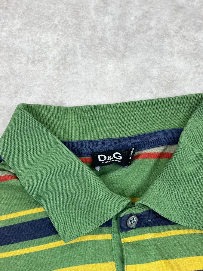 2000s Dolce & Gabbana Energy Green Striped Polo Dqbclvh 6