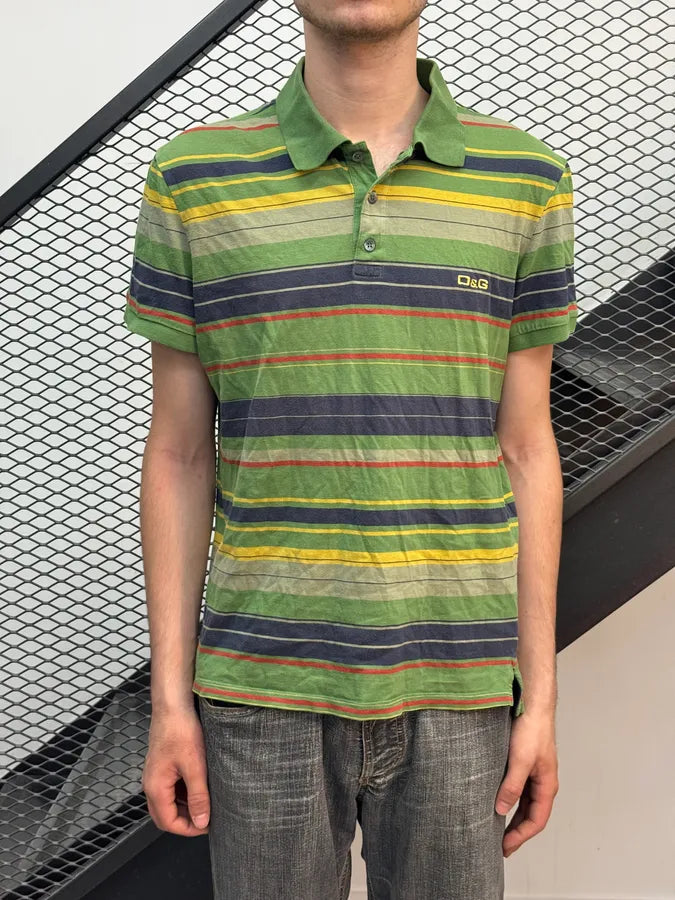 2000s Dolce & Gabbana Energy Green Striped Polo Dqbclvh 0