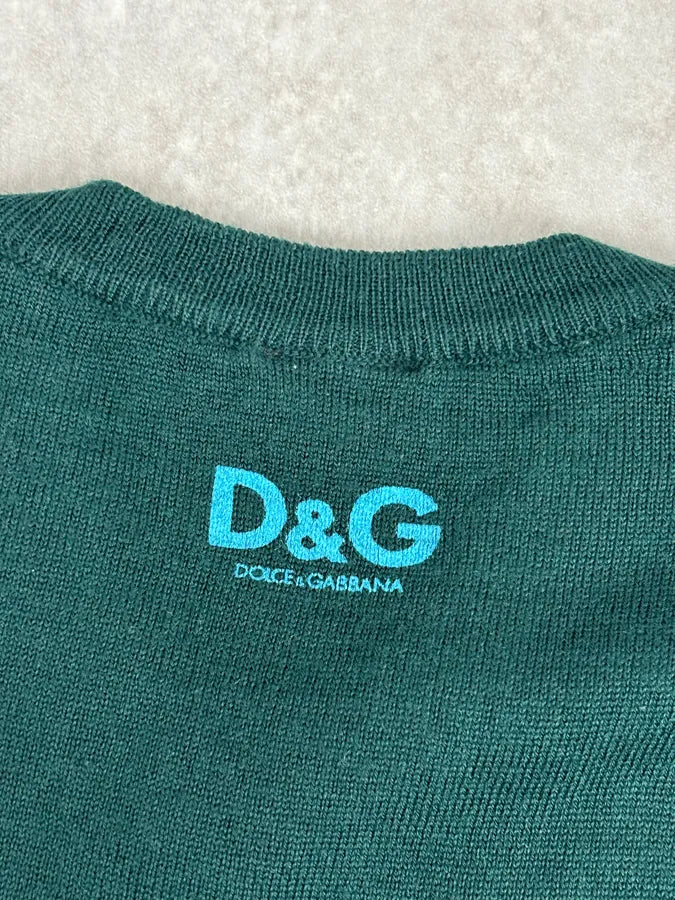 2000s Dolce & Gabbana Green V Neck Classy Sweater sObJUjC 9