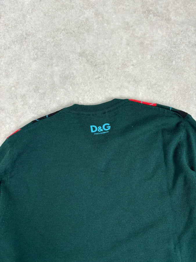 2000s Dolce & Gabbana Green V Neck Classy Sweater sObJUjC 5