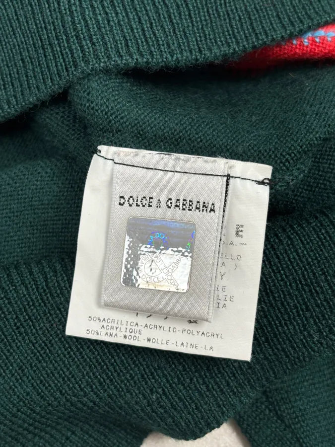 2000s Dolce & Gabbana Green V Neck Classy Sweater sObJUjC 11