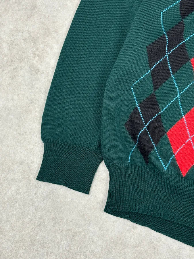 2000s Dolce & Gabbana Green V Neck Classy Sweater sObJUjC 7