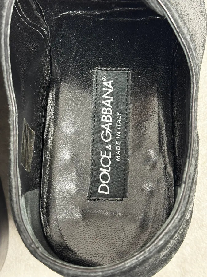 2000s Dolce & Gabbana Grey & Black Wrinkled Effect Leather Low Boots QfKyIjO 6