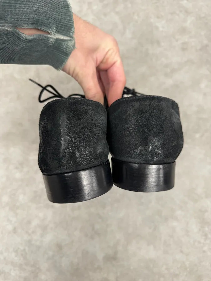 2000s Dolce & Gabbana Grey & Black Wrinkled Effect Leather Low Boots QfKyIjO 4