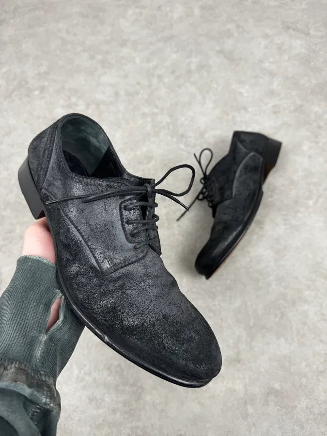 2000s Dolce & Gabbana Grey & Black Wrinkled Effect Leather Low Boots QfKyIjO 0