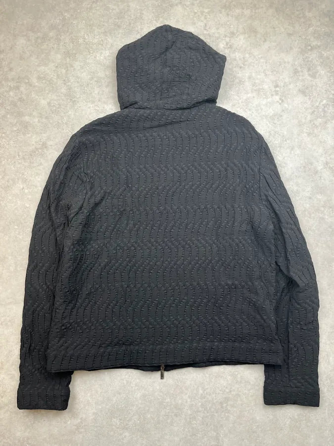 SS2020 Emporio Armani Black Textured Hooded Jacket KqTUwHl 3