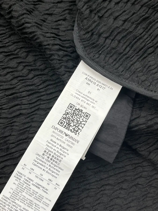 SS2020 Emporio Armani Black Textured Hooded Jacket KqTUwHl 9