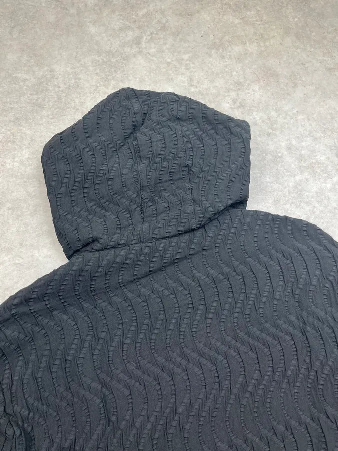 SS2020 Emporio Armani Black Textured Hooded Jacket KqTUwHl 6
