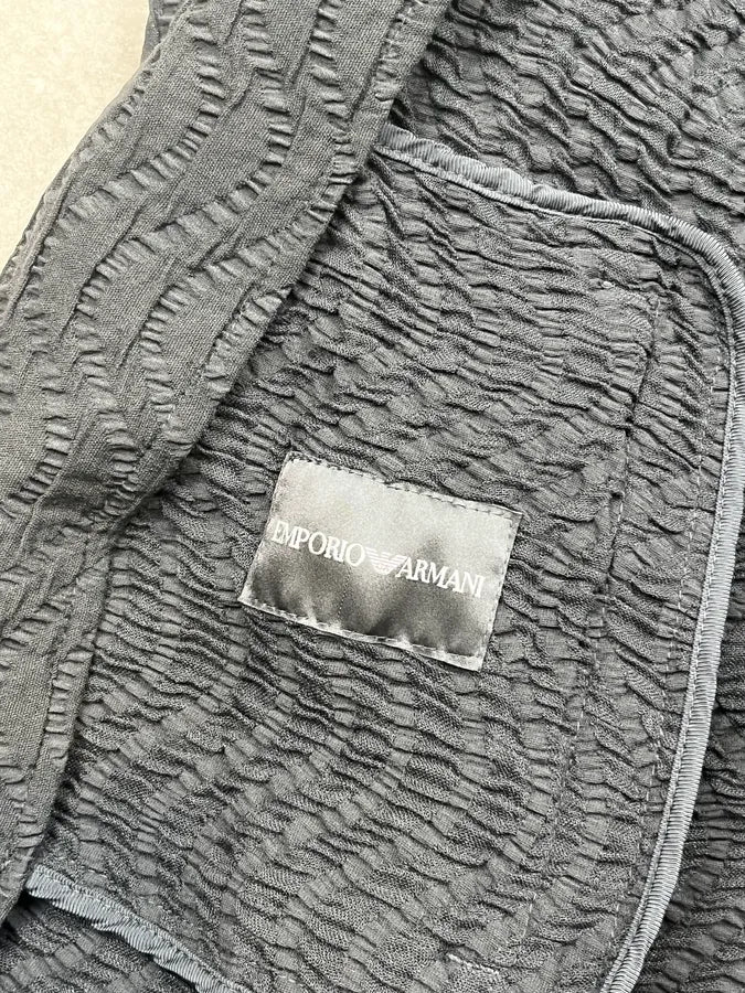 SS2020 Emporio Armani Black Textured Hooded Jacket KqTUwHl 8