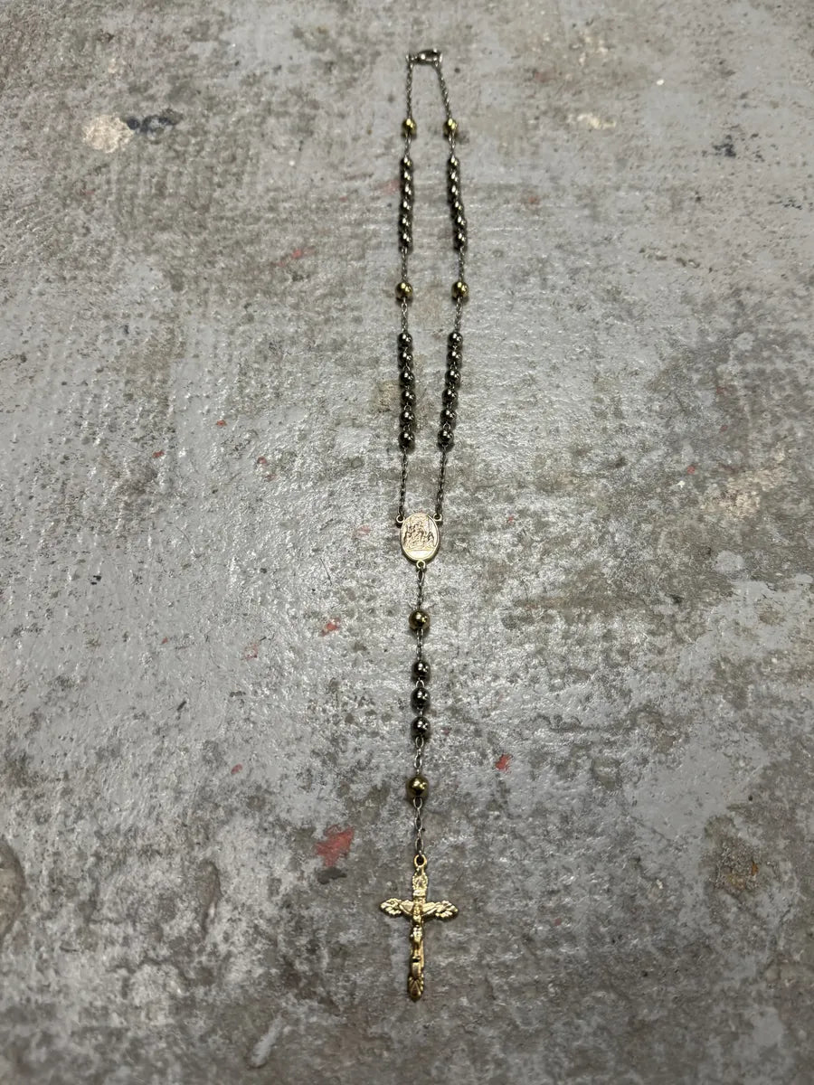 2000s Dolce & Gabbana Grey & Gold Rosary Cross Necklace (OS) pLJoWXL 1
