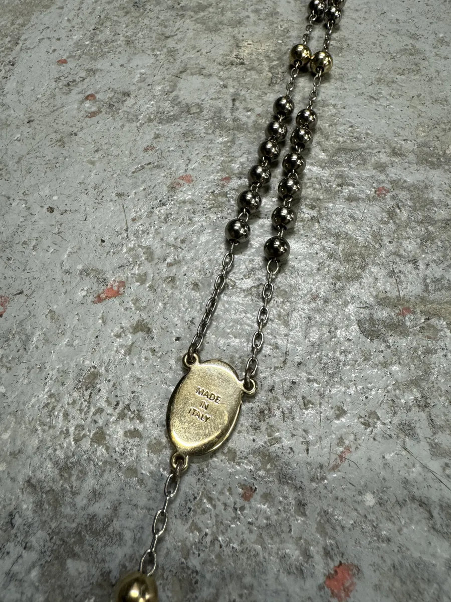 2000s Dolce & Gabbana Grey & Gold Rosary Cross Necklace (OS) pLJoWXL 3