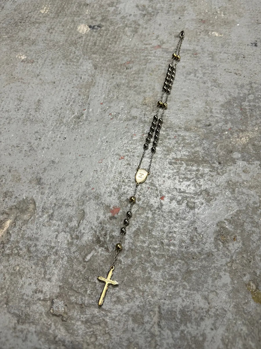 2000s Dolce & Gabbana Grey & Gold Rosary Cross Necklace (OS) pLJoWXL 5