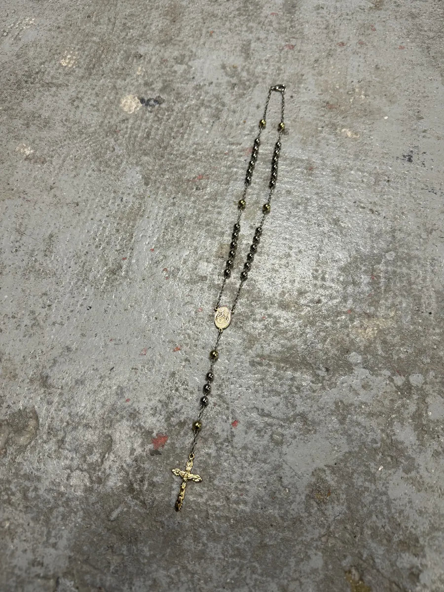 2000s Dolce & Gabbana Grey & Gold Rosary Cross Necklace (OS) pLJoWXL 7