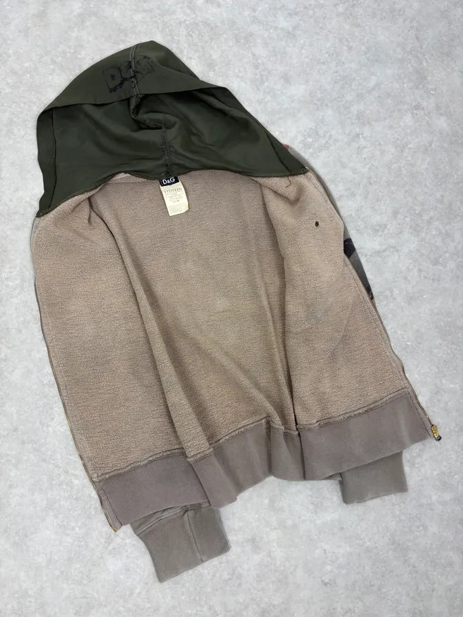 AW2003 Dolce & Gabbana Grey & Olive Logo Zip-up Hoodie  OXLFAAD 6