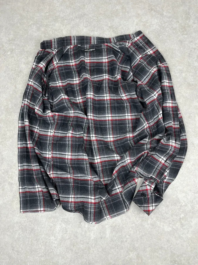 2000s Dolce & Gabbana Grey & Red Checkered Shirt bHYrcPu 8