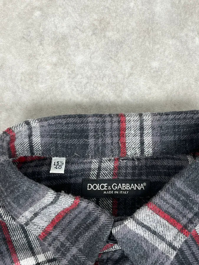 2000s Dolce & Gabbana Grey & Red Checkered Shirt bHYrcPu 7