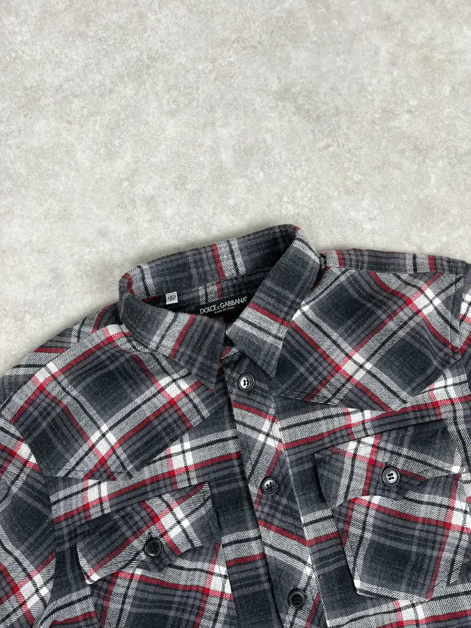 2000s Dolce & Gabbana Grey & Red Checkered Shirt bHYrcPu 4