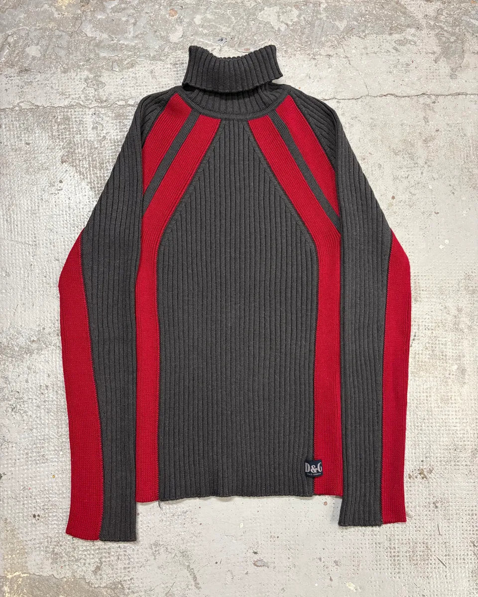 2000s Dolce & Gabbana Grey & Red Turtleneck cydokdh 0