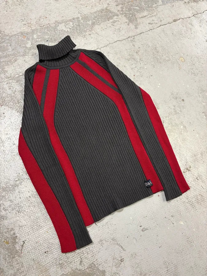 2000s Dolce & Gabbana Grey & Red Turtleneck cydokdh 3