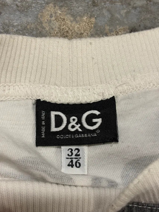 2000s Dolce & Gabbana Grey & White Young Men T-Shirt iJFxicM 8