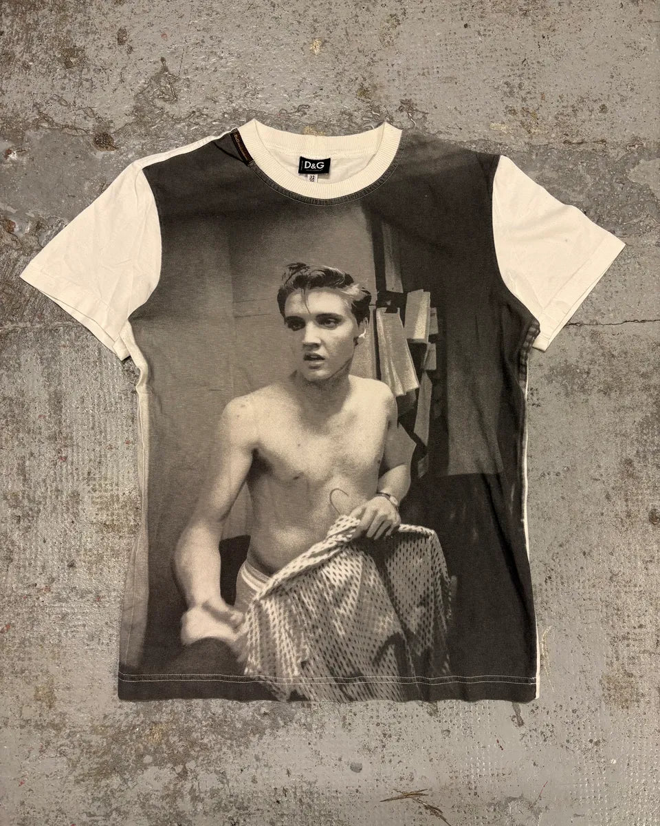 2000s Dolce & Gabbana Grey & White Young Men T-Shirt iJFxicM 0