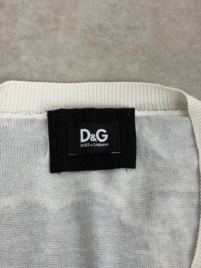 2000s Dolce & Gabbana Grey Abstract Trompe L’œil V-Neck Sweater OFxuzEA 9